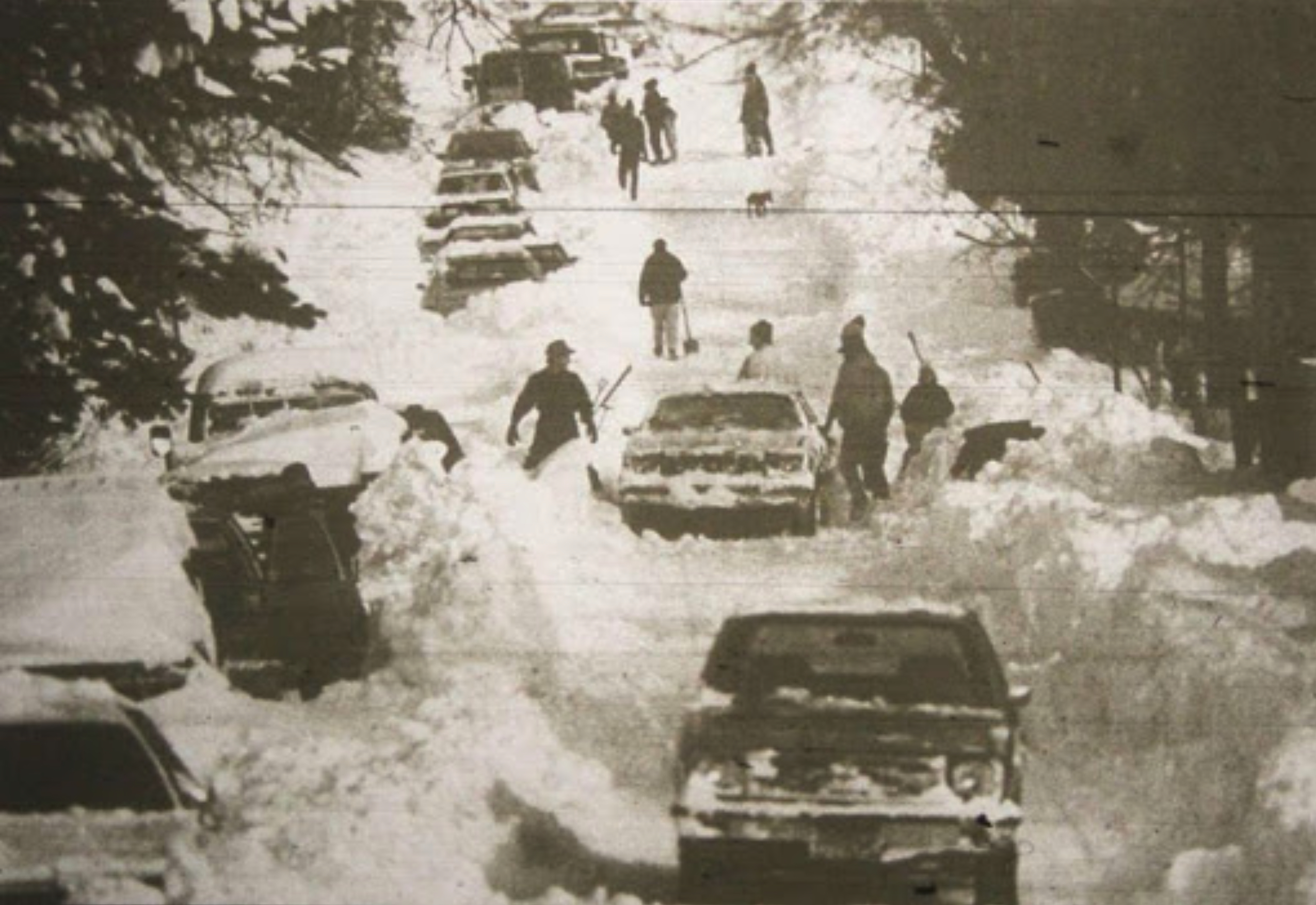 TV photo of the 1982 blizzard in St. Louis