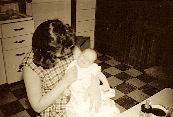  Tommy — aged 1 month — with Mom, Feb 1956